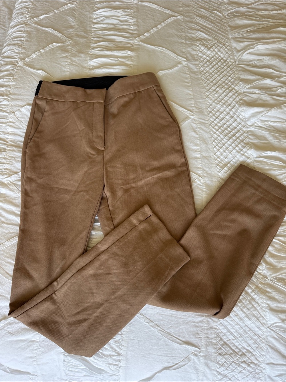 Zara Tailored Slim Trousers in Camel Brown
